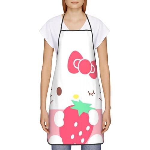 Pink Cat Kitchen oil resistant wreath Anime kitchen aprons school for Women 72*52cm