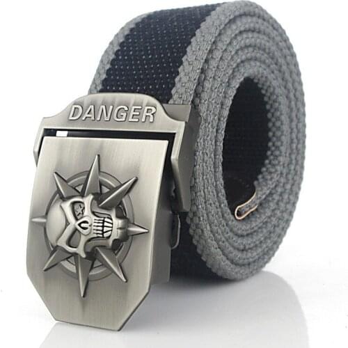 Concise Mens Metel Slide Buckle Waist Belts Breathable Canvas Light Army Military Outdoor Skull Fashion Women Jeans Accessories