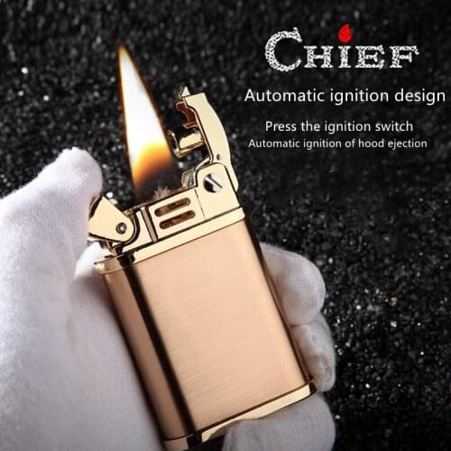 Retro Copper Flint Lighter Brass Metal Men Gadgets Kerosene Oil Gasoline Lighter Gas Grinding Wheel Cigarette Cigar