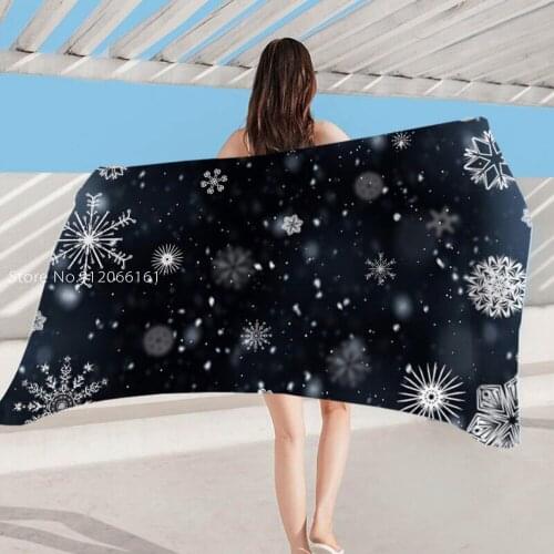 3D Print Cute Swimming Towel Fast Drying Microfiber Donut Sailboat Snowflake Pattern Bath Towel Holiday Square Beach Bath Skirt