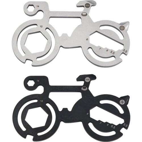 Stainless steel multifunctional pocket tool card bicycle shape for outdoor camping slotted screwdriver keychain pocket tool #52g