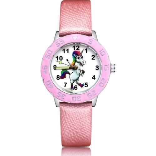 Fashion Cute Cartoon Pony Children Watches Sport Leather Watch New Kids Watch Girls Boys Xmas Gift Montre Enfant