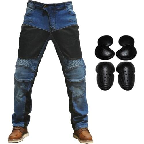 2019 Men Motorcycle Riding Pants Moto Vaqueros Jeans Armor Racing Cycling Pants with 4 X CE Upgrade Knee Hip Protector PadsL