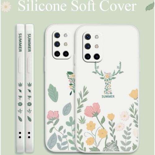 Plant For Oneplus 8t 9 9pro Case Daisy Liquid Slicone Soft Cover 9r pro Shockproof Phone Case