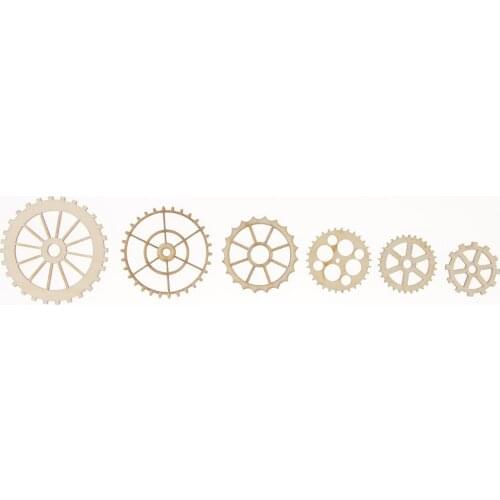 Pack of 72 Mixed Gear Wheel Wooden Craft Gift Tags Pendant Home Ornament