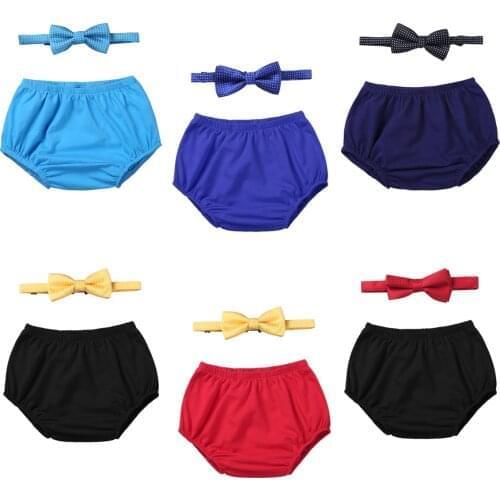12-18M Infant Baby Boys Outfit First 1st Birthday Diaper Cover Bloomers with Bow Tie Photo Props Set for Birthday Photography