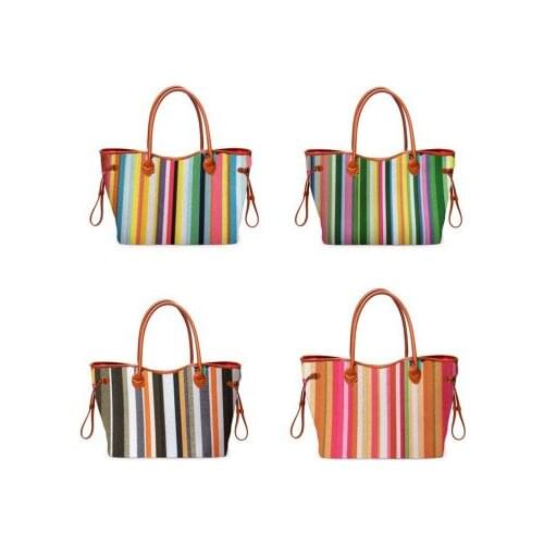 2019 new luxury handbags women bags designer Colorful striped tote bag ladies shoulder bag handbags sac main femme