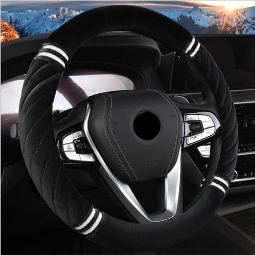 New Faux Fur Short Plush Braid Steering Wheel Cover Winter Warm Steering wheel Cover For Car Interior Accessories