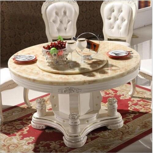 Modern Style Italian Dining Table, 100% Solid Wood Italy Style Luxury round Dining Table set o1102
