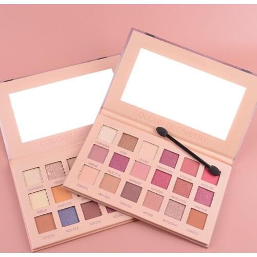 Colour Geometry 18 Color Desert Rose Eyeshadow Palette Earth Shimmer Eyeshadow Makeup Palette Waterproof Not Blooming Cosmetics