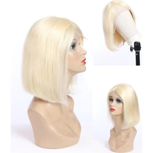 13*1 4*4 Blonde Lace Front Wig Human Hair 250% Density 6-16Inch Bob Lace Front Human Hair Wigs For Black Women With Pre Plucked