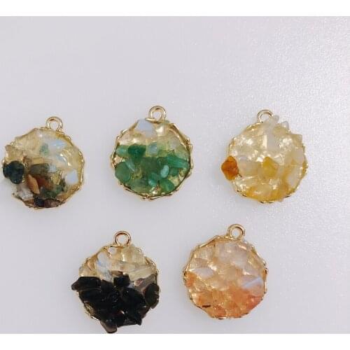 4 pieces / lot New personality alloy round colorful gravel pendant earrings earrings accessories material