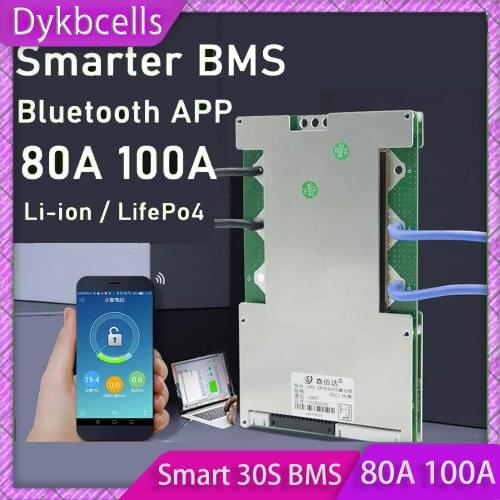 Smart BMS 30S Li-ion ion / LifePo4 40A 60A 80A 100A Lithium Battery Protection Board W Balance Bluetooth APP control monitor