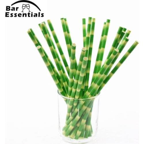 New Bamboo Paper Straws for Kids Birthday Wedding Decoration Party Straws Creative Paper Drinking Straws Green 25pcs/lot