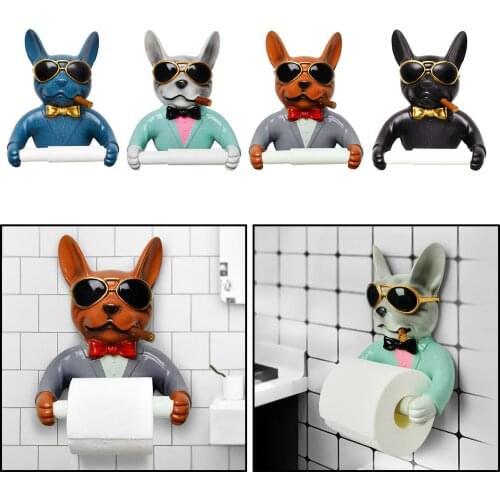Modern Wall Mounted Toilet Paper Holder Dog Sculpture Tissue Dispenser Stand Home Hotel Indoor Kitchen Washroom Craft Decor