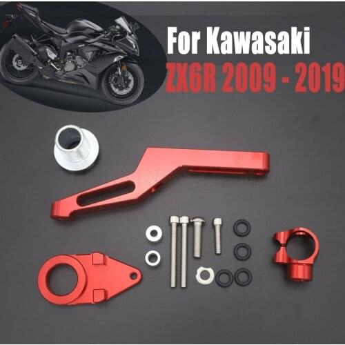 For Kawasaki ZX6R 2009 - 2019 Motorcycles Steering Damper Stabilizer Mounting Brackets CNC Adjustable