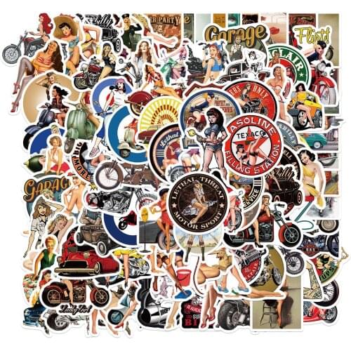 10/50pcs Motor Girl Cartoon Sticker Skateboard Phone Notebook Motorcycle Wall Guitar Sticker DIY Waterproof Sticker