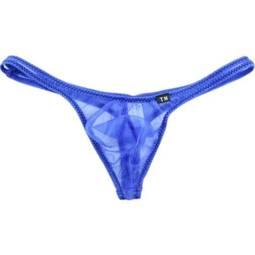 2019 Men Transparent Thongs And G Strings Sexy Gay Men Underwear Smooth Ice Silk Briefs Mens See Through T Back Thong Tanga