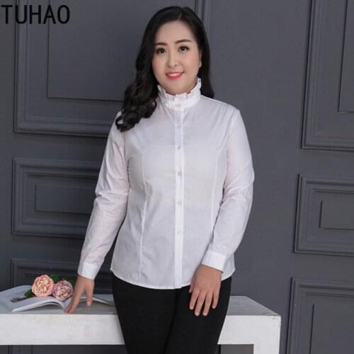 TUHAO Big Size 3XL 4XL 5XL 6XL Blouse Women Tops Formal Office Ladies White Blouse Women Fashion Large Size Women Shirts Blusas
