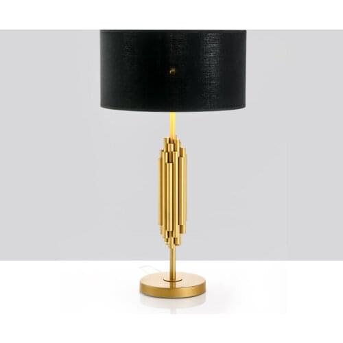 High quality Luxury fashion black gold table lamp bedroom bedside lamp lamps brief modern decoration table lamp