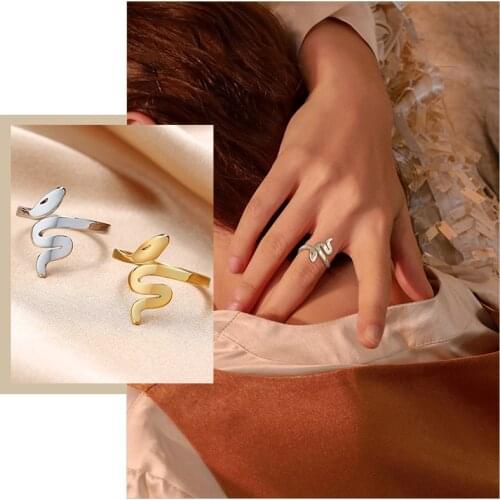 Nifty Snake Rings for Women, Anti Allergy Stainless Steel Finger Jewelry,Chic Cute Animal Ring Gift Accessory