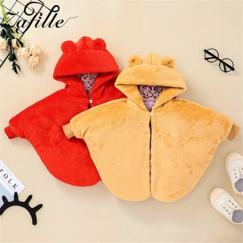 ZAFILLE Winter Windproof Baby Cloak Toddler Kids Clothes Boys Girls Coats Thick Outwear Hoodies Zipper Cute Baby Jacket