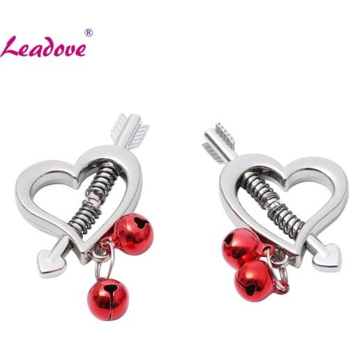 Adult Game Heart Shape Nipple Clamp Clips With Bell BDSM Torture Play Clamps Adjustable Restraints Intimate Toys Accessories