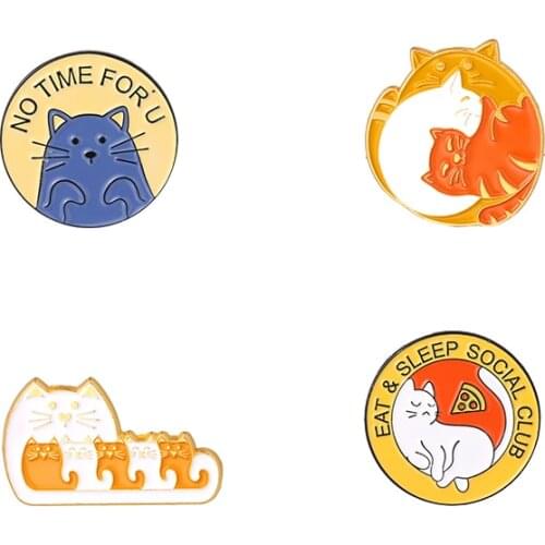 Cat Pets Club Hard Enamel Pins Collect Cute Animals Metal Cartoon Brooch Backpack Collar Lapel Badges Fashion Jewelry Gifts