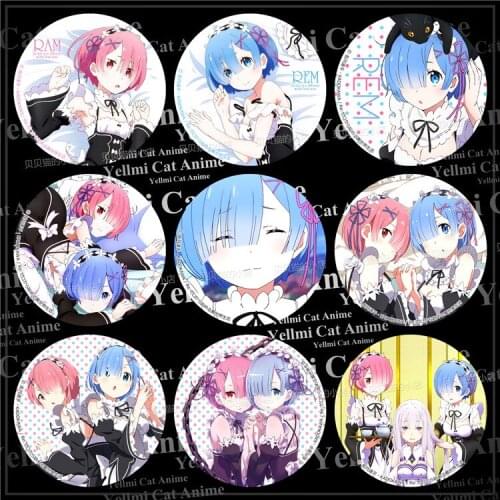 1pc anime Re:Life in a different world from zero Subaru Natsuki Rem Ram badges Brooch Pin Round Icons Super Cute