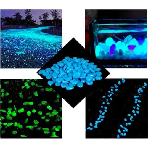 100pc Garden Decor Luminous Stones Glow In Dark Decorative Pebbles Outdoor Fish Tank Decoration Pebble Rocks Aquarium Mix Color