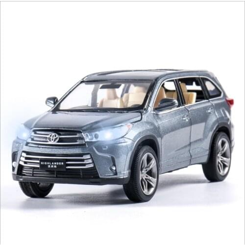 2020 new 1:32 Alloy TOYOTA Highlande Scale Diecast Cars Model Metal Toy car Pull Back sound Light Car kids Toys blue car