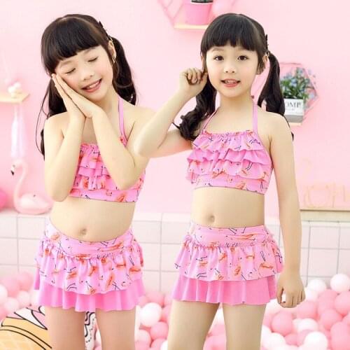 2021 New Fashion Childrens Split Swimsuit Two-piece Suit 1-4 Year Old Girl Cute Skirt Swimsuit