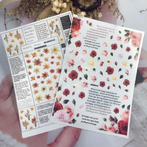 3D Nail Sticker Rose Flower Design DIY Tips Nail Art Decoration Packaging Self Adhesive Transfer Decal Slider