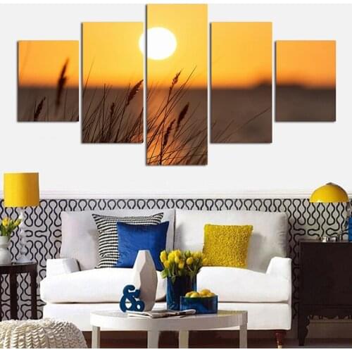 5 Pieces Sunset Scenery Modular Pictures Wall Art Home Decor Modern Painting On Canvas Posters No Frame Living Room Hd Printed