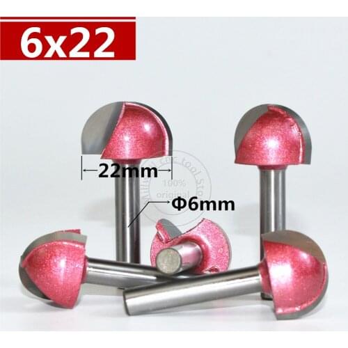 6mm*22mm,CNC Tungsten steel Round bottom bit,CNC machine tool,PVC,MDF,Acrylic,Carbide end mill,woodworking insert router bit