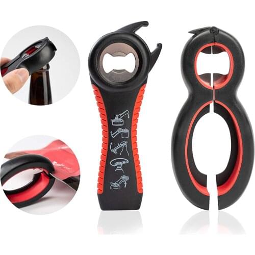6 In 1 Lid Jar Opener Screw Cap Jar Bottle Opener Can Opener Manual Non-slip Cap Bottle Launcher Opener Kitchen Gadget Tools