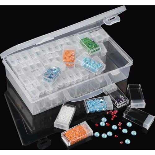 64 / Slots Square Round Diamond Embroidery Painting accessories boxes Case Cross Stitch Tool Plastic Storage Box Nail Rhinestone