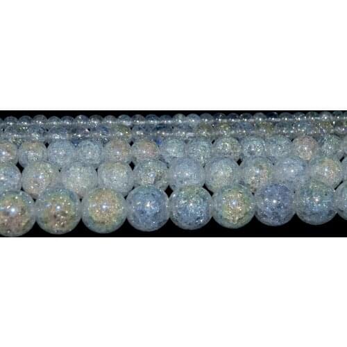 Natural Stone AB Color White Snow Cracked Crystal Beads 4 6 8 10 12 MM Pick Size For Jewelry Making DIY Bracelet Necklace