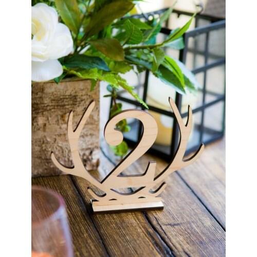 Rustic Antler Table Numbers - Boho Style Wooden Numbers for Table Centerpieces Sticks or Stands Wedding Decor Reception Sign