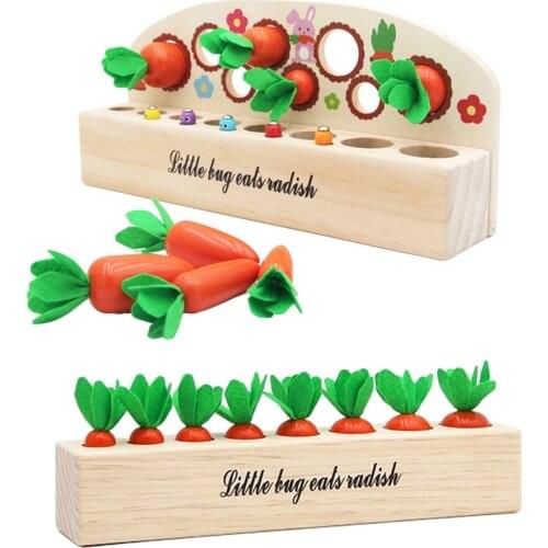 Wooden Montessori Toys Carrot Harvest Puzzle for Toddlers 1 2 3 Years Old