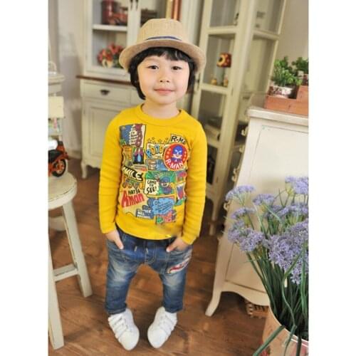 3 Colors Spring and Autumn Boy Children Long-sleeve Fashion Cool Cartoon T-shirt