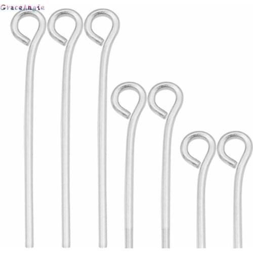 GraceAngie 100pcs 20 Gauge Metal Open Eyepins White K Iron Metal Findongs for DIY Jewelry Making 16/20/30mm