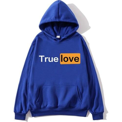 Printed sweatshirt Cotton Premium TRUE LOVE hip-hop streetwear mens summer casual mens ladies pocket hoodies худи