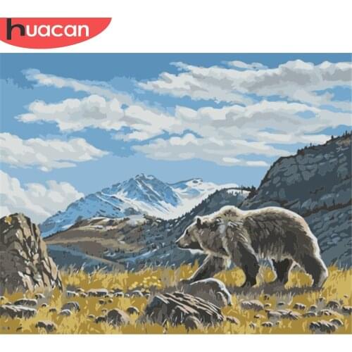 HUACAN Paint By Number Bear Drawing On Canvas HandPainted Painting Art Gift DIY Pictures By Number Mountain Kits Home Decor