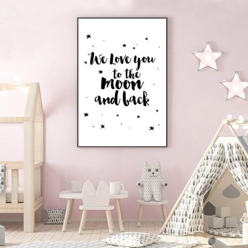 I Love You To The Moon And Back Nordic Wall Art Canvas Painting Print Poster Picture For Baby Bedroom Nursery Room Decor TB88