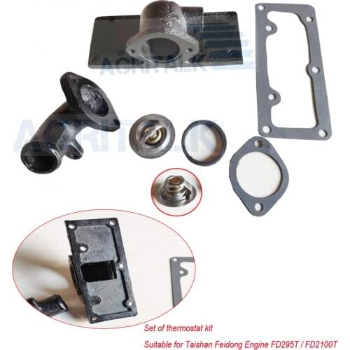 Set of thermostat upper cover, seat , thermostat, seal & gasket for Taishan tractor with FD295T, FD2100T engine, part number