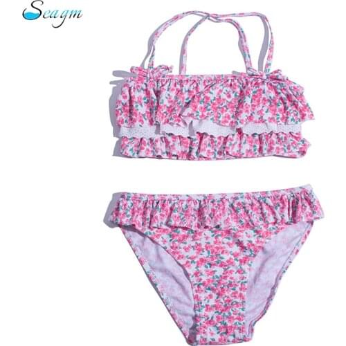 Print Girls Kids Bikinis 8-13 Years Falbala Children Swimwear Beachwear 2020 Girls Swimwear Kids Swimsuit Bathing Suit Biquini