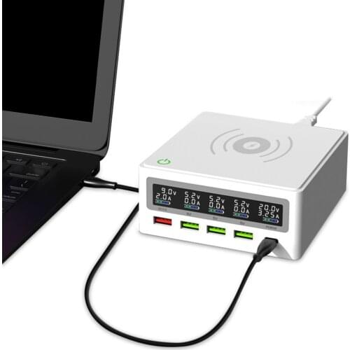 Multi-port charger 5-port USB wireless charging QC3.0 fast charging PD 65w laptop computer phone charger