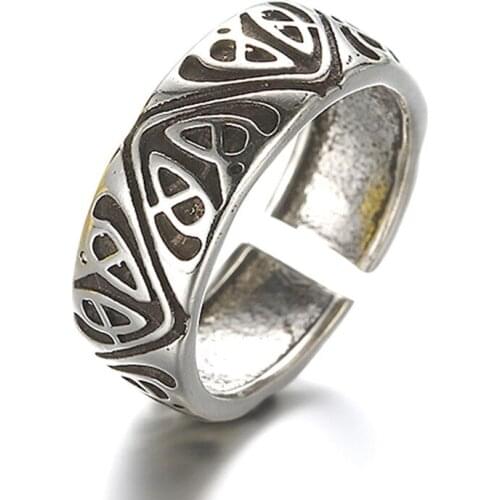 ModaOne Black Tibetan Antique Vintage 925 Sterling Silver Thai Silver Resizable Ring For Men Women Unique Jewelry Gifts