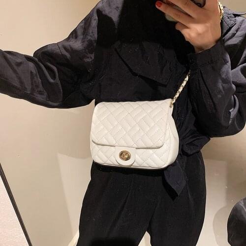 Fashion Embroidered Thread Handbags 2021new European and American Fashion Chain Shoulder Messenger Small Square Bag Lock Leisure